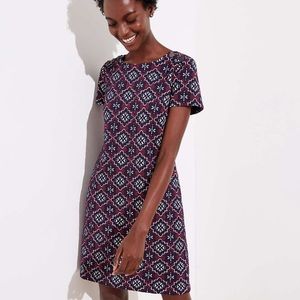 LOFT Medallion Jacquard Button Boho‎ Shift Dress